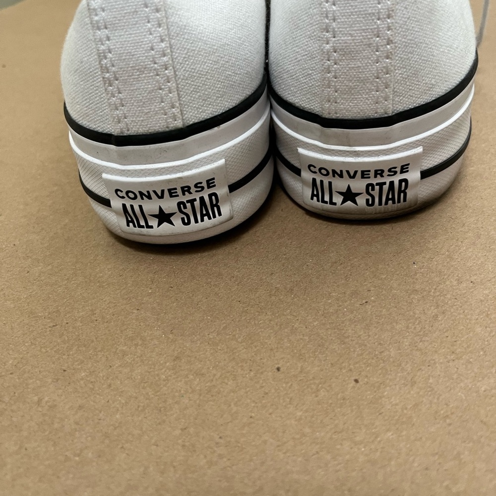 Converse White Low Top Platform Sneakers - Picture 5 of 8